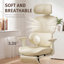 Chaise de bureau ergonomique en filet avec repose-pieds et appui-tête réglable - Chaise de bureau inclinable à haut dossier avec support lombaire pour le bureau personnel-1212212281-1212603784