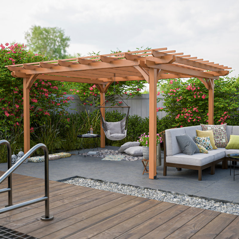 Pergola en bois massif, Abri pour voiture l 10 pi. x 14 pi. po