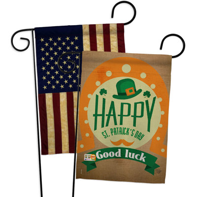 Drapeau de jardin à double face en polyester 1 pi 5 po x 1 pi 1 pi Good Luck St. Patrick's Day