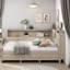Storage Daybed Farmhouse Style - Full Size Bed Frame with Shelves & Drawers, Antique White-1789169055