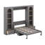 Grand lit plateforme escamotable avec tablette, armoires latérales, tiroirs et DEL