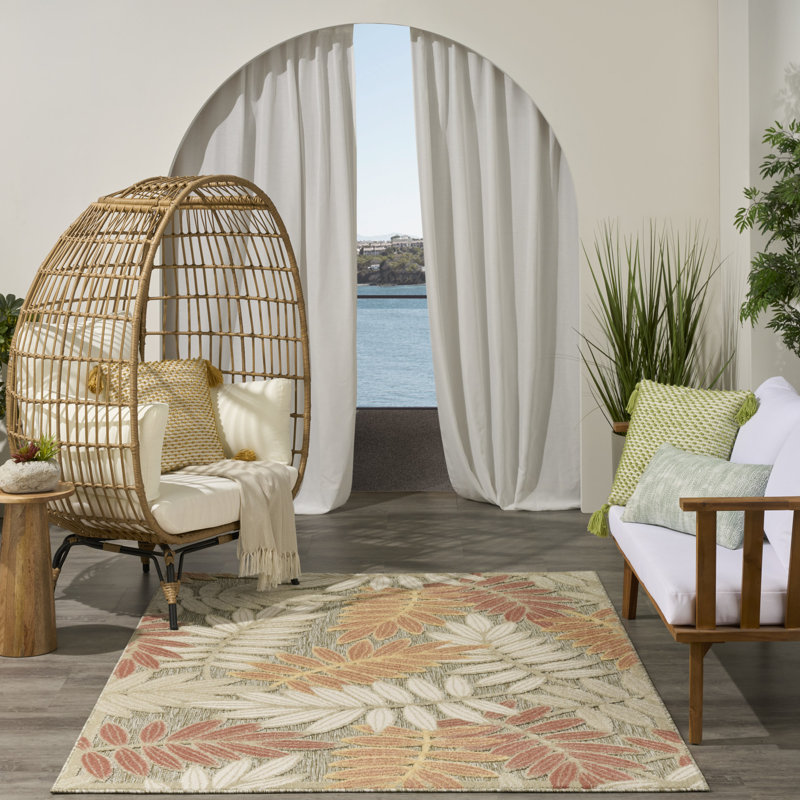  Aloha 3'6" x 5'6" Sage Rose Modern Rug, Rectangle 3'6" x 5'6"