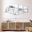 Gris et blanc abstrait 5 pièces-2125909000
