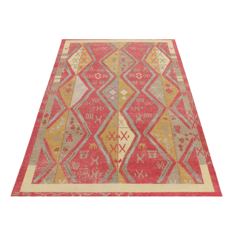 Distressed Homage Hand Knotted Wool Geometric Area Rug, Rectangle 10' x 14'