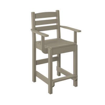  Chaise de salle à manger à hauteur de comptoir. Bois vieilli