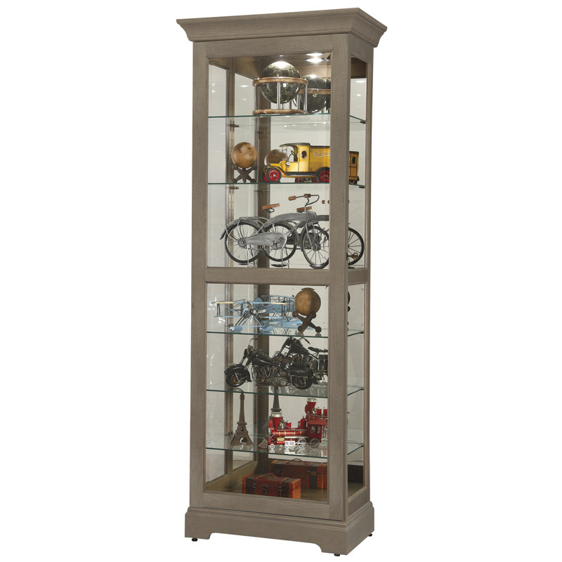 Martindale Solid Wood Lighted Curio Cabinet, Gray
