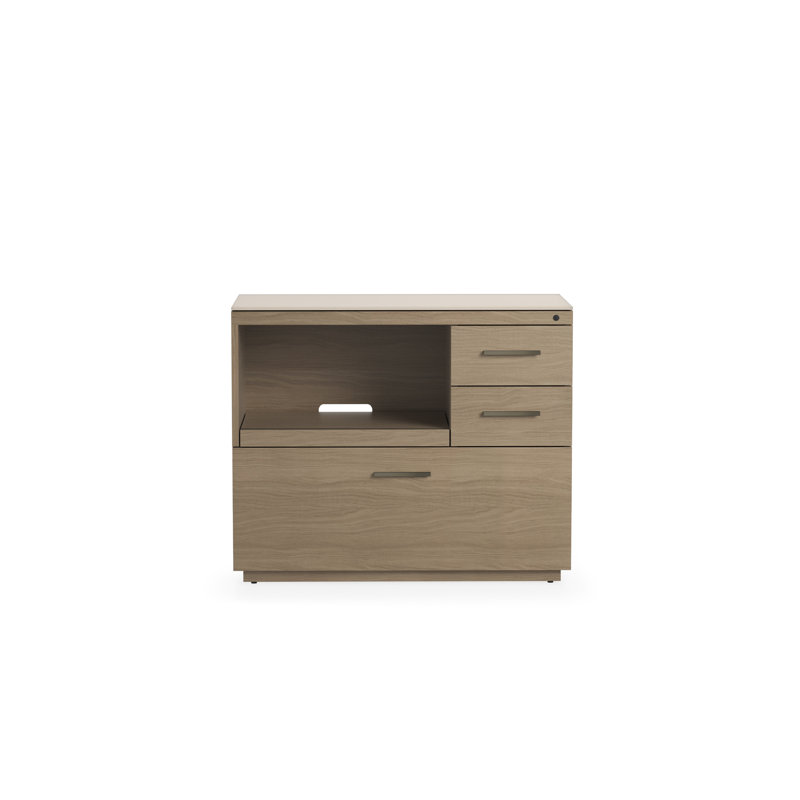 Sequel Studio Multifunction Credenza - 6617, Neo Oak/Bronze