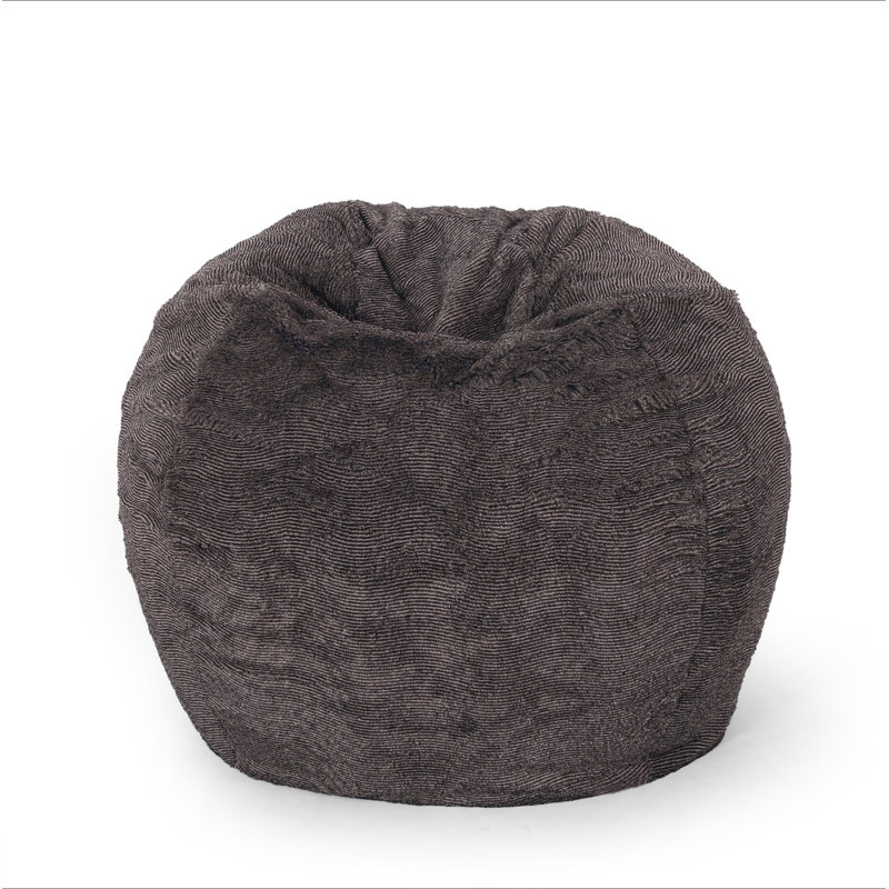 Fauteuil à billes arrondi en fausse fourrure 3 pieds Vida, brun / beige