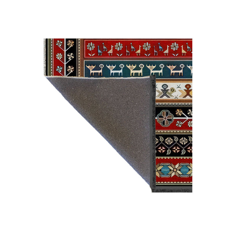 Tapis décoratif multicolore lavable à la machine multicolore, Sous-tapis rectangulaire 3 pi 11 po x 5 pi 11 po i