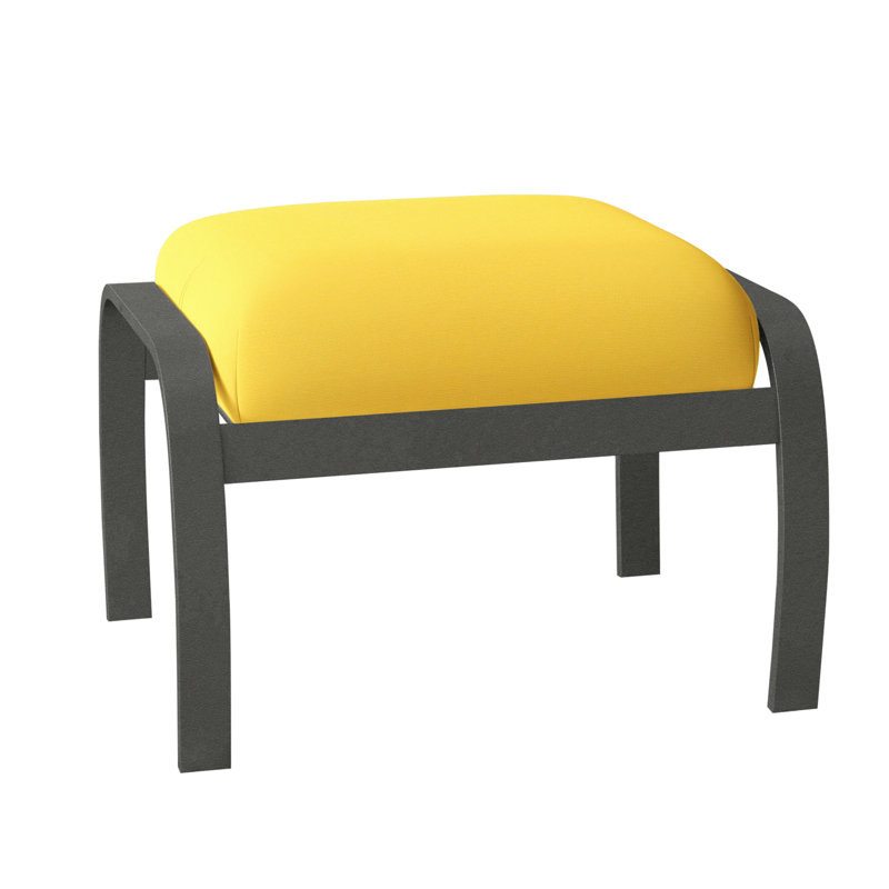 Repose-pieds avec coussin Askar, Graphite texturé, Toile Sunbrella® jaune tournesol