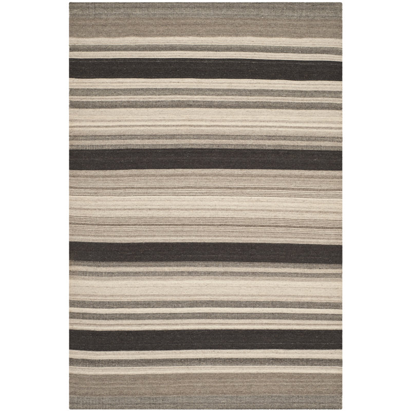 Anley Striped Wool Hand Woven Area Rug, Rectangle 152 x 244 cm