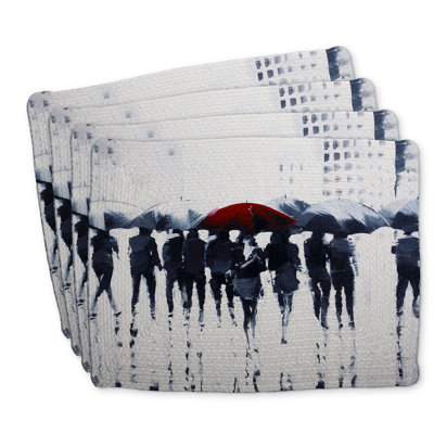Ensemble de 4 napperons en polyester tressé - motif de silhouettes