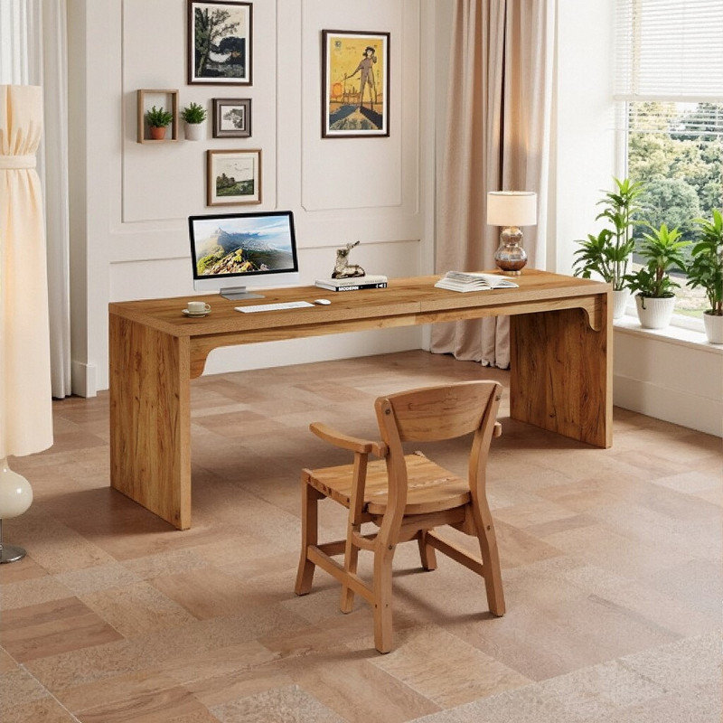Bureau double 78,74 "pour ordinateur avec bureau d'écriture - Poste de travail commun de style industriel pour espaces de travail collaboratifs