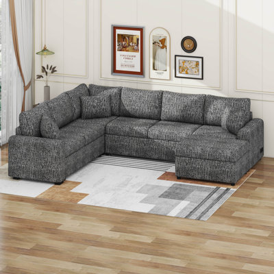 Modular Sectional Sleeper Sofa With Pull Out Couch Bed, Convertible L Shaped Corner Couch With Storage Ottoman, Charging Station