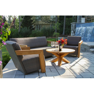 4-Pc. Teak & Wicker Sofa Conversation Set