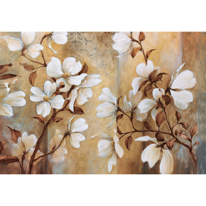Big Neutral Flowers - Wrapped Canvas Painting, 81cm H x 122cm W x 3.8cm D