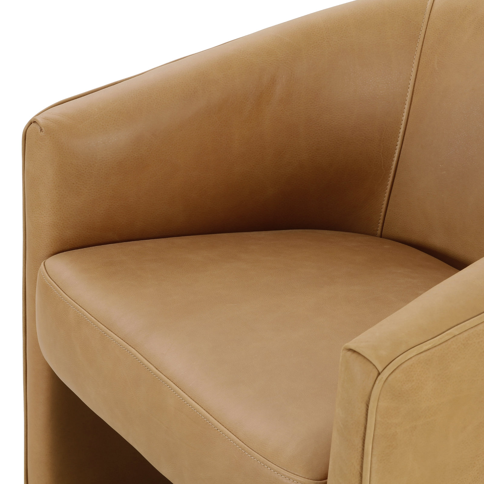 Brayson Genuine Leather Barrel Chair, Palermo Butterscotch Genuine Leather