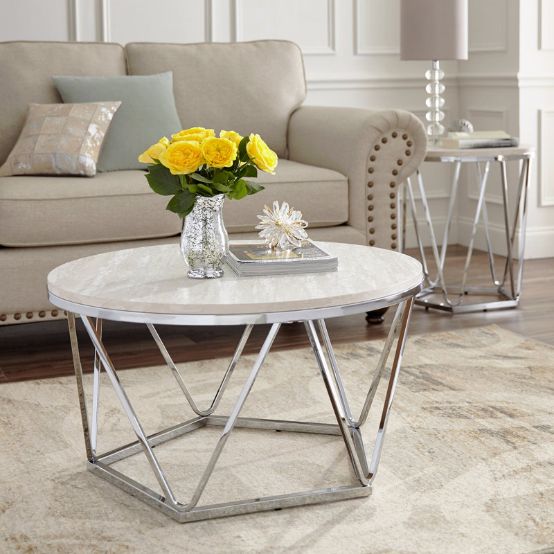 Table basse ronde en fausse pierre