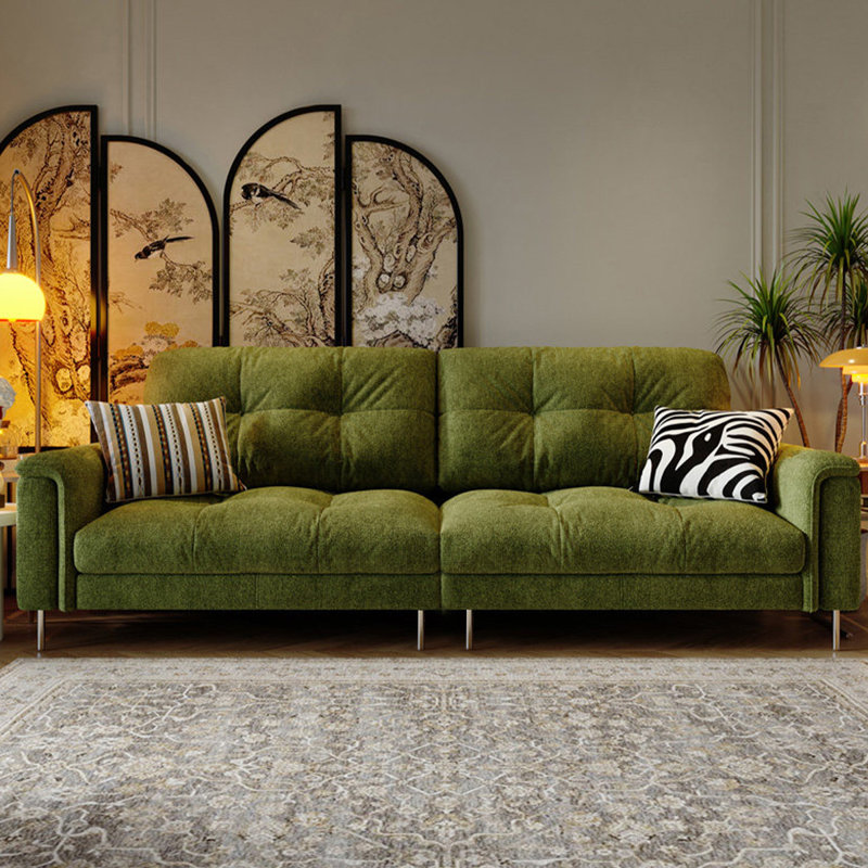 Coussin en chenille vert, H 36,61 po x l 102,36 x P 36,22 po