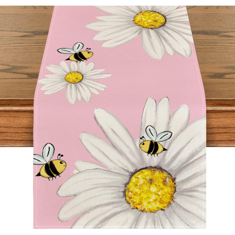 Chae Runner Polyester Blend Table Runner, 72" x 13", Pink