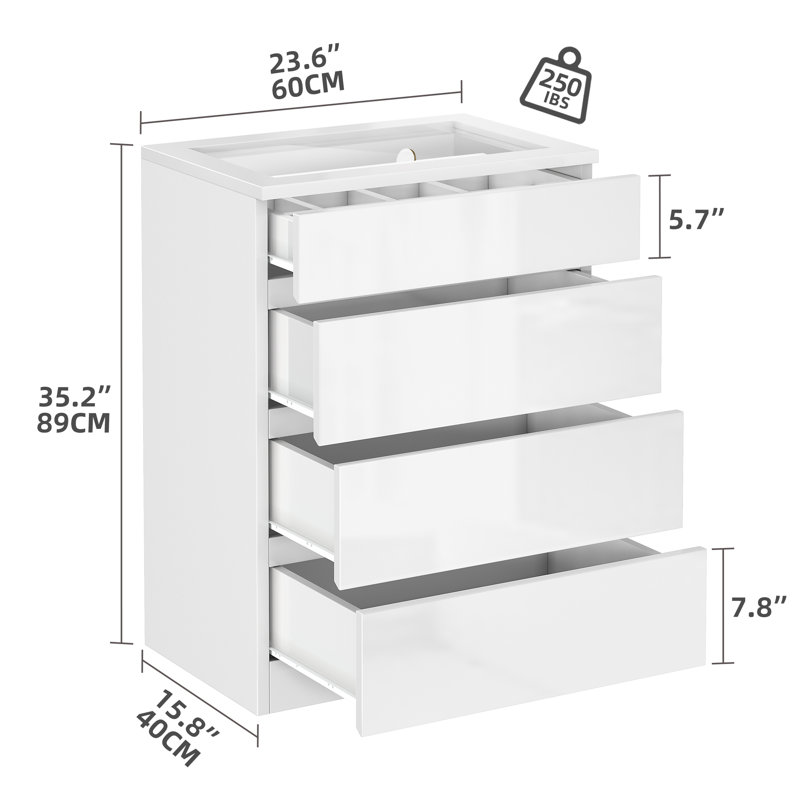 Commode 4 tiroirs avec finition ultrabrillante