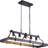 Rustic Farmhouse Chandelier With Wood And Metal Design, 5-Light Linear Ceiling Fixture For Dining Room And Kitchen Island-172287277