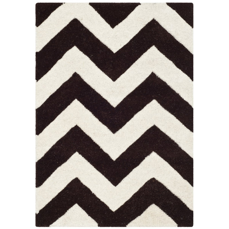 Brodie Chevron Wool Hand Woven Area Rug, Rectangle 61 x 91 cm