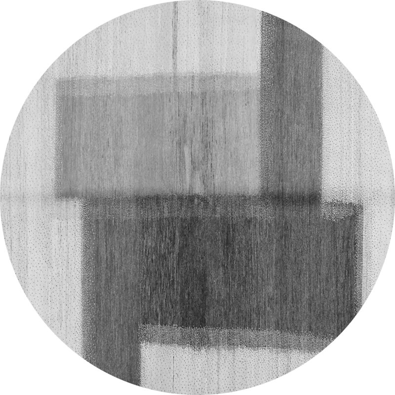 Tapis abstrait gris tissé à la machine Emmasue, Rond 5 pi