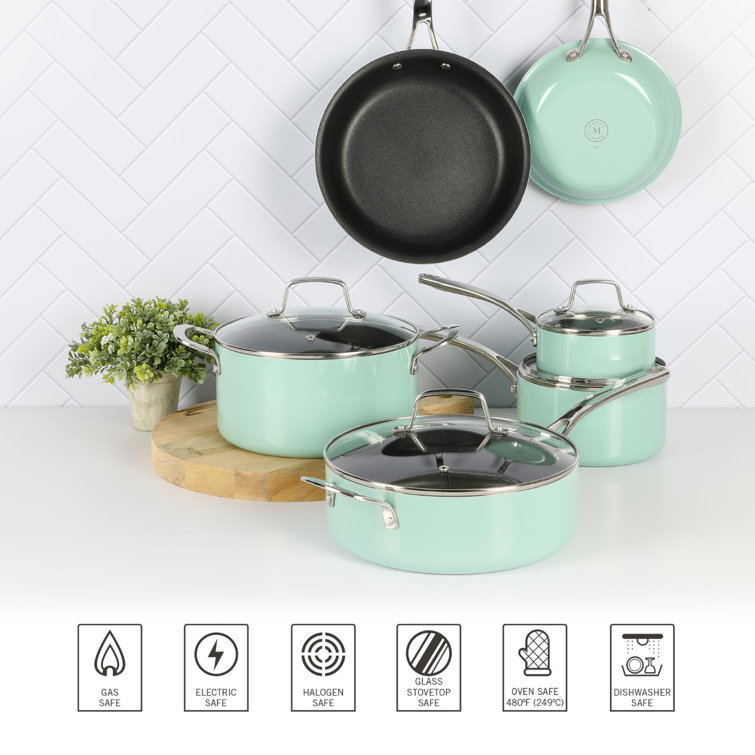 Martha Stewart Everyday Aqua Aluminum Non-Stick 12-Piece Cookware