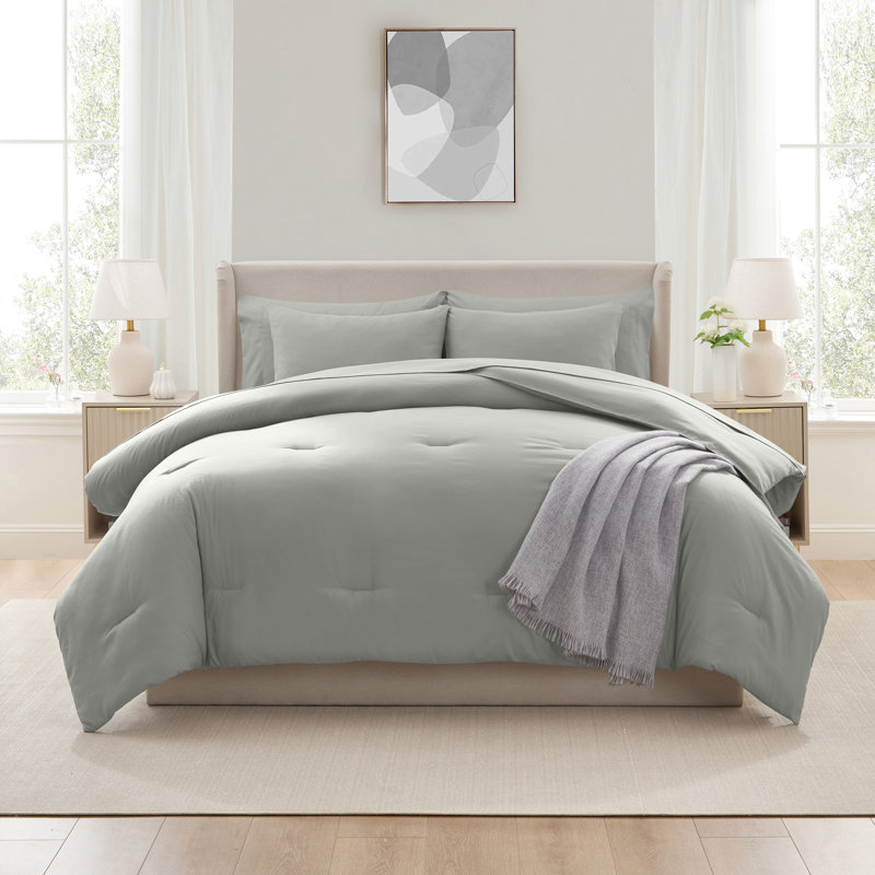 Soft Microfiber 7 Piece Comforter Set with Sheets, Queen Comforter + 6 Additional Pieces, London Fog