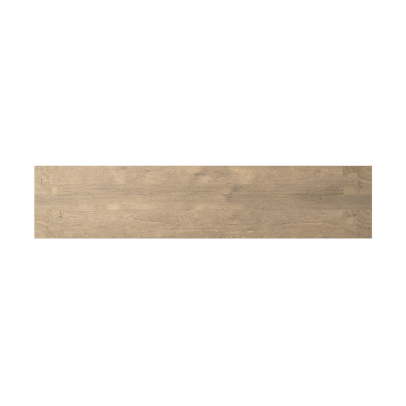 Abaso Solid Wood Dining Bench, Whitewash Rustic Wormwood Oak