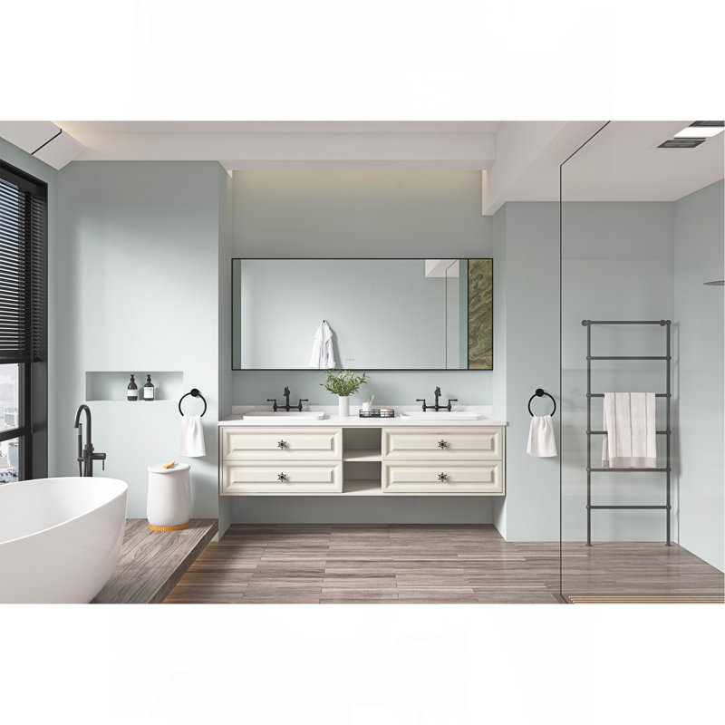 Le meuble-lavabo mural de 84 po convient aux lavabos doubles, armoire seulement (comptoir et lavabos non inclus)
