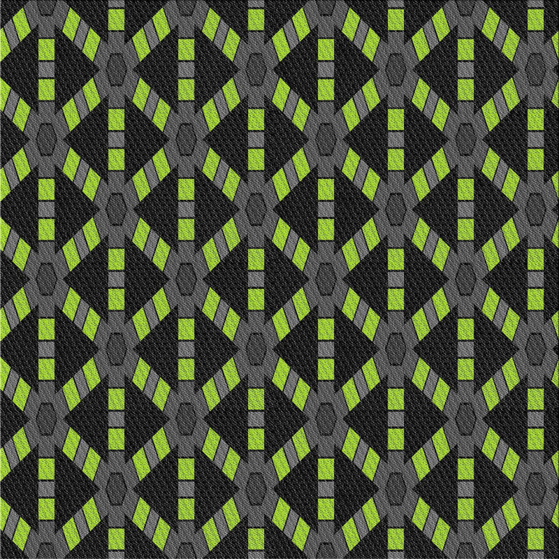 Tapis noir/vert à motifs, Carré 8 pi