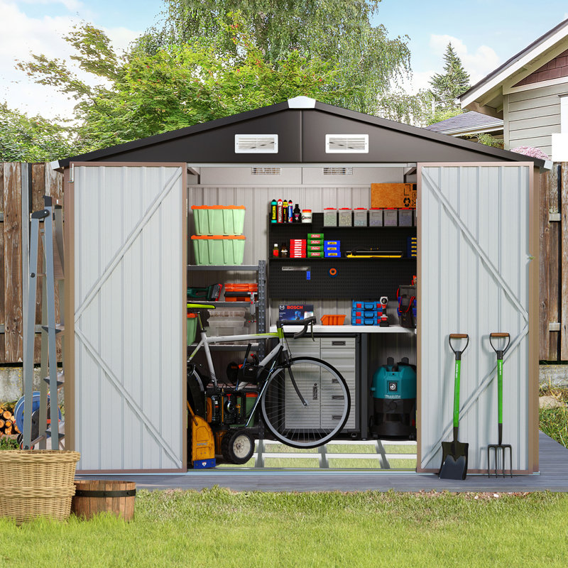 8 Ft. W X 6 Ft. D Metal Storage Shed With Metal Base Frame Kit