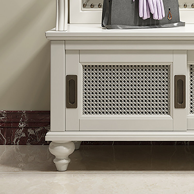 47.2in Retro Style Shoe Changing Stool, Ivory
