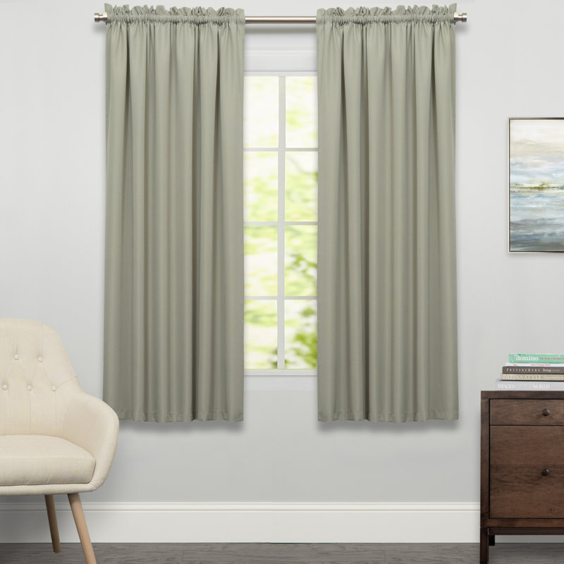 Calne Opaque Curtain Single Panel, Sage, 54" W x 63" L