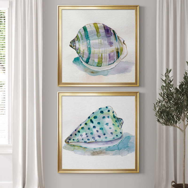 Malecon Shell III - ensemble de 2 reproductions d'art sur toile tendue, H 26,5 po x l 53 po x P 1,5 po, Pas de tapis