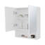 Armoire à pharmacie blanche avec portes en miroir et rangement ouvert-1193581496