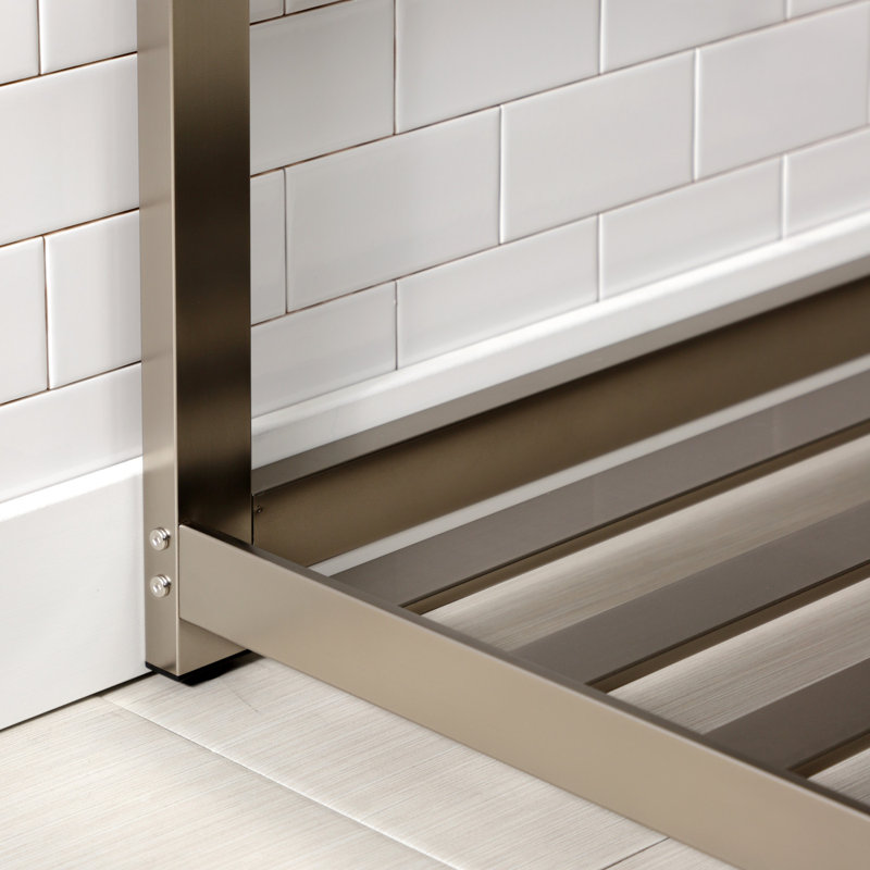 Kingston Brass Quadras 37-Inch Ceramic Console Sink with Steel Base and Shelf (8-Inch, 3-Hole), White/Brushed Nickel