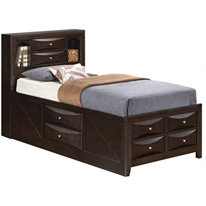 Marilla Bookcase Storage Bed, Twin, Cappuccino