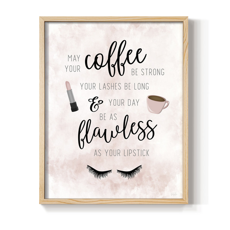 «May Your Coffee Be Strong», reproduction encadrée - bois massif, Naturel, H 11 po x l 9 po