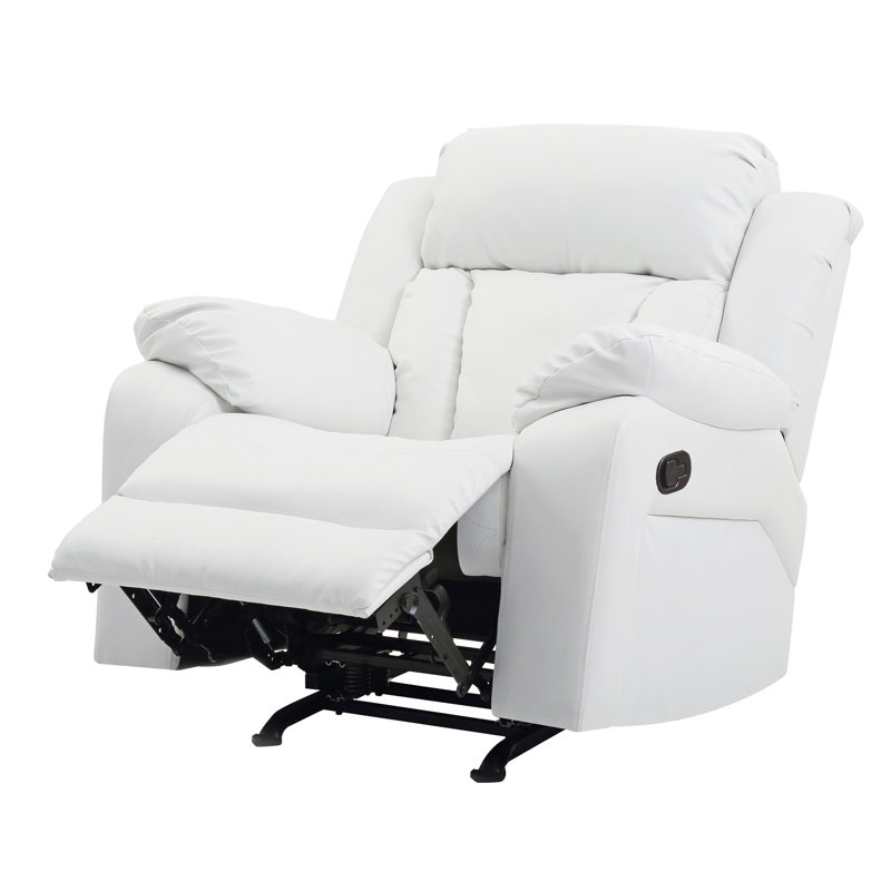 Élégant fauteuil inclinable blanc avec accoudoirs rembourrés, Blanc