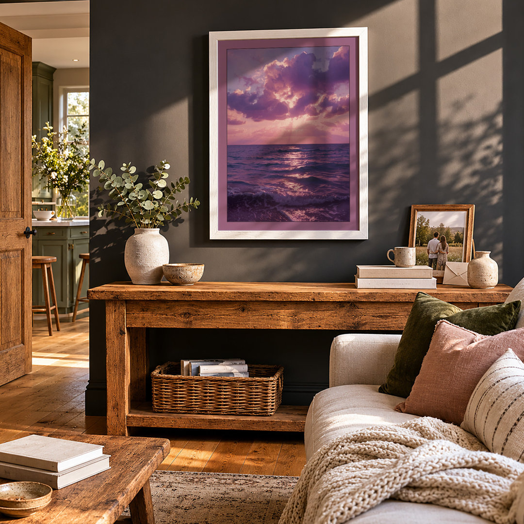 Serene Seascape at Dusk Coastal - Framed Print