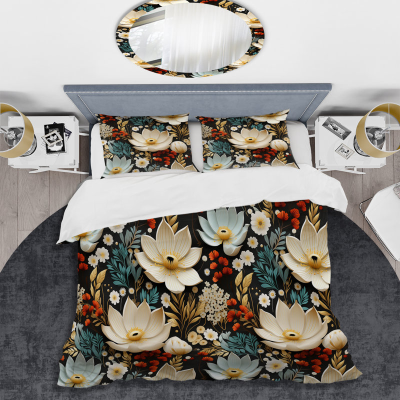 Ensemble de housse de couette Whimsical Bohemian Bliss Floral Motif II - Floral