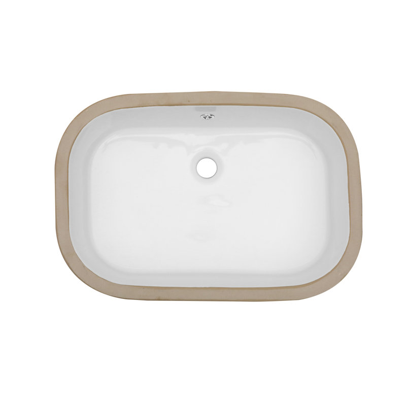 22 Inch White Ceramic Undermount Bathroom Sink With Overflow
