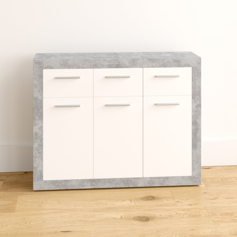 Deatonhill 117.9cm W 3 - Drawer Chest of Drawers, Grey/White