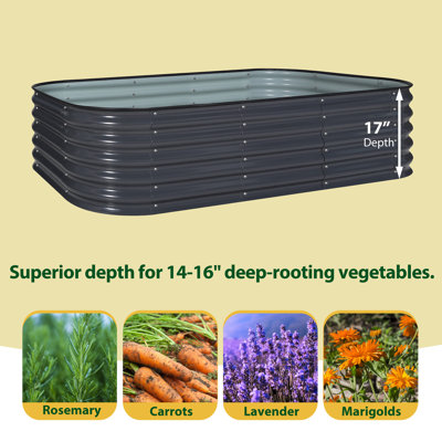 Heise 9 In 1 Modular Galvanized Steel Raised Garden Bed