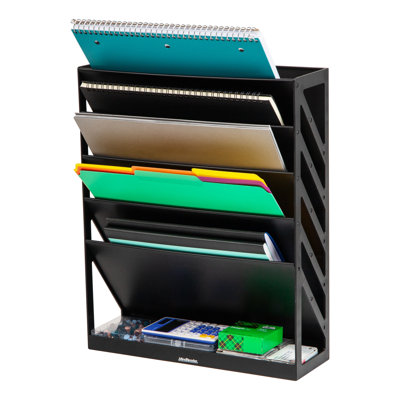 Mind Reader 5-Tier Vertical File Storage, Desktop Organizer, Wall Mount, Office, Plastic, 13"L x 4.25"W x 16"H