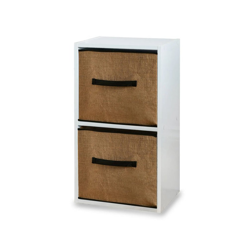 Northville Vertical Bookcase with baskets, (2 Shelves) 54cm H x 30cm W x 23.5cm D, Natural