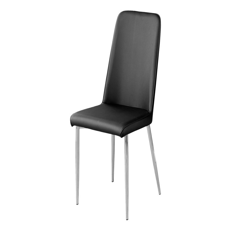 Ensemble de 2 chaises rembourrées élégantes pour la cuisine et la salle à manger, avec aspect cuir et pieds en métal chromé